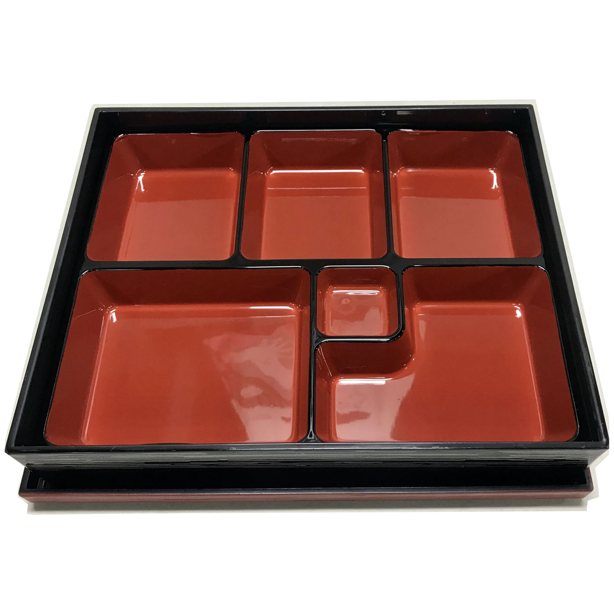 Lacquered bento box black red