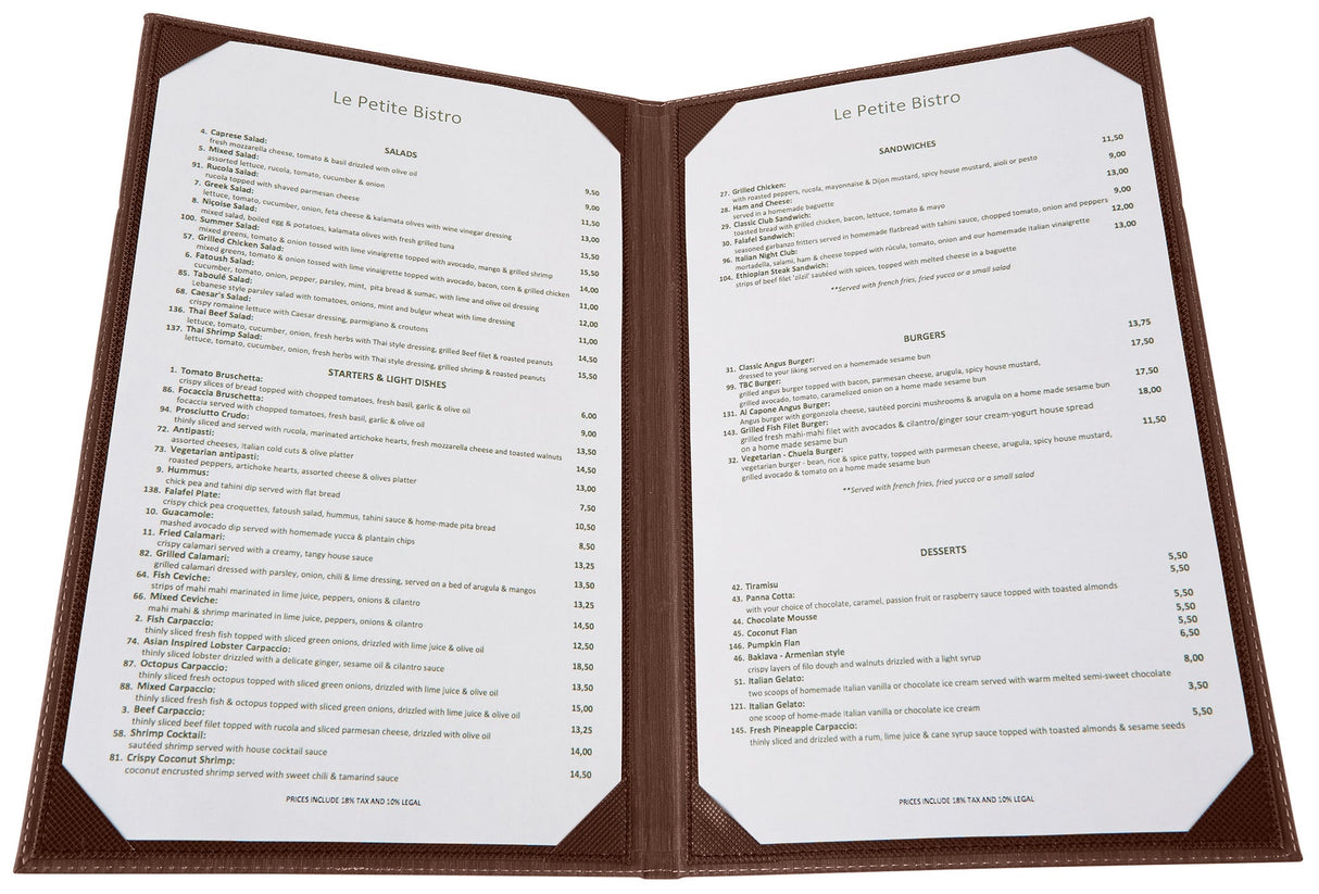 Two-View Menu Cover