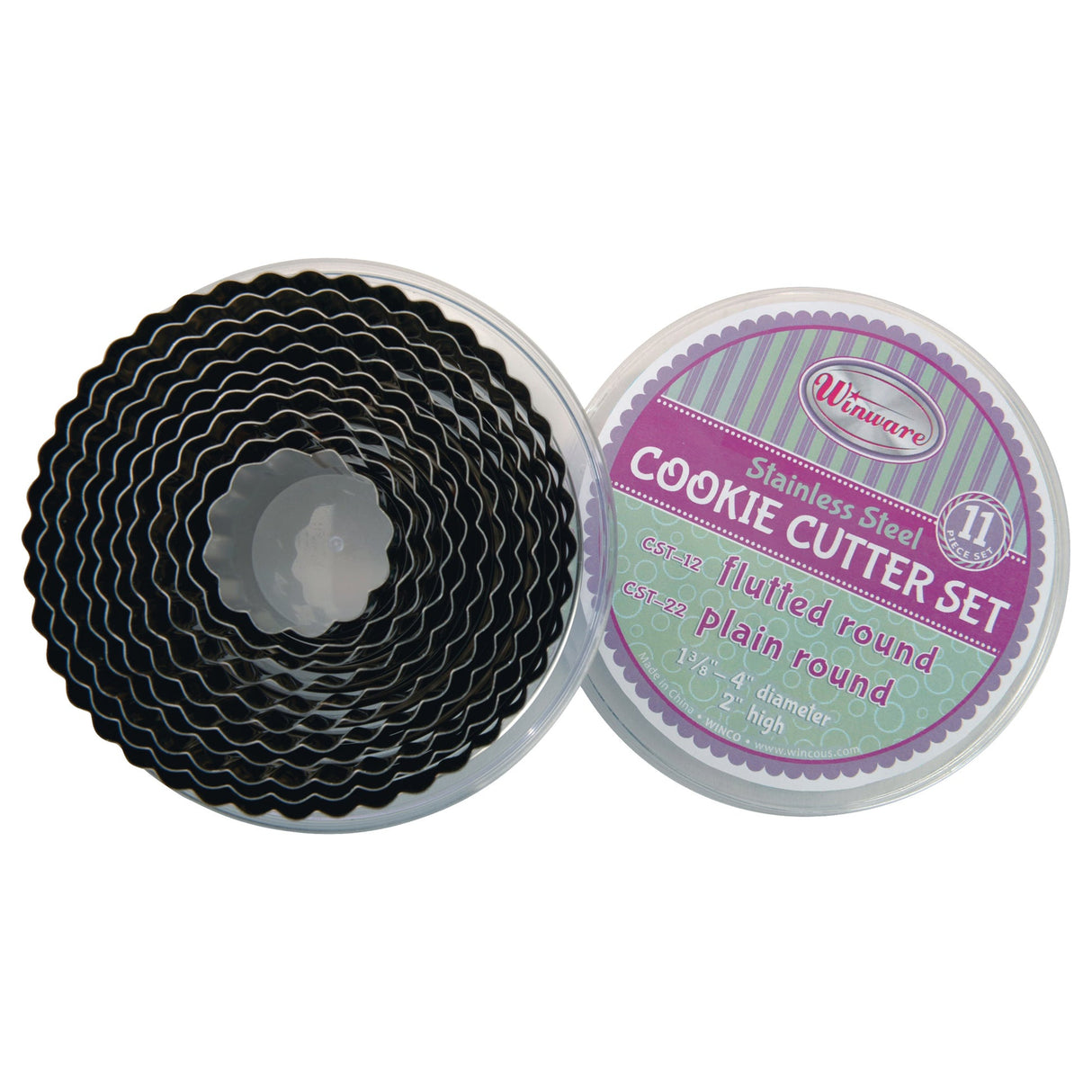 Round Cookie Cutter Set, 11 Piece, Stainless Steel