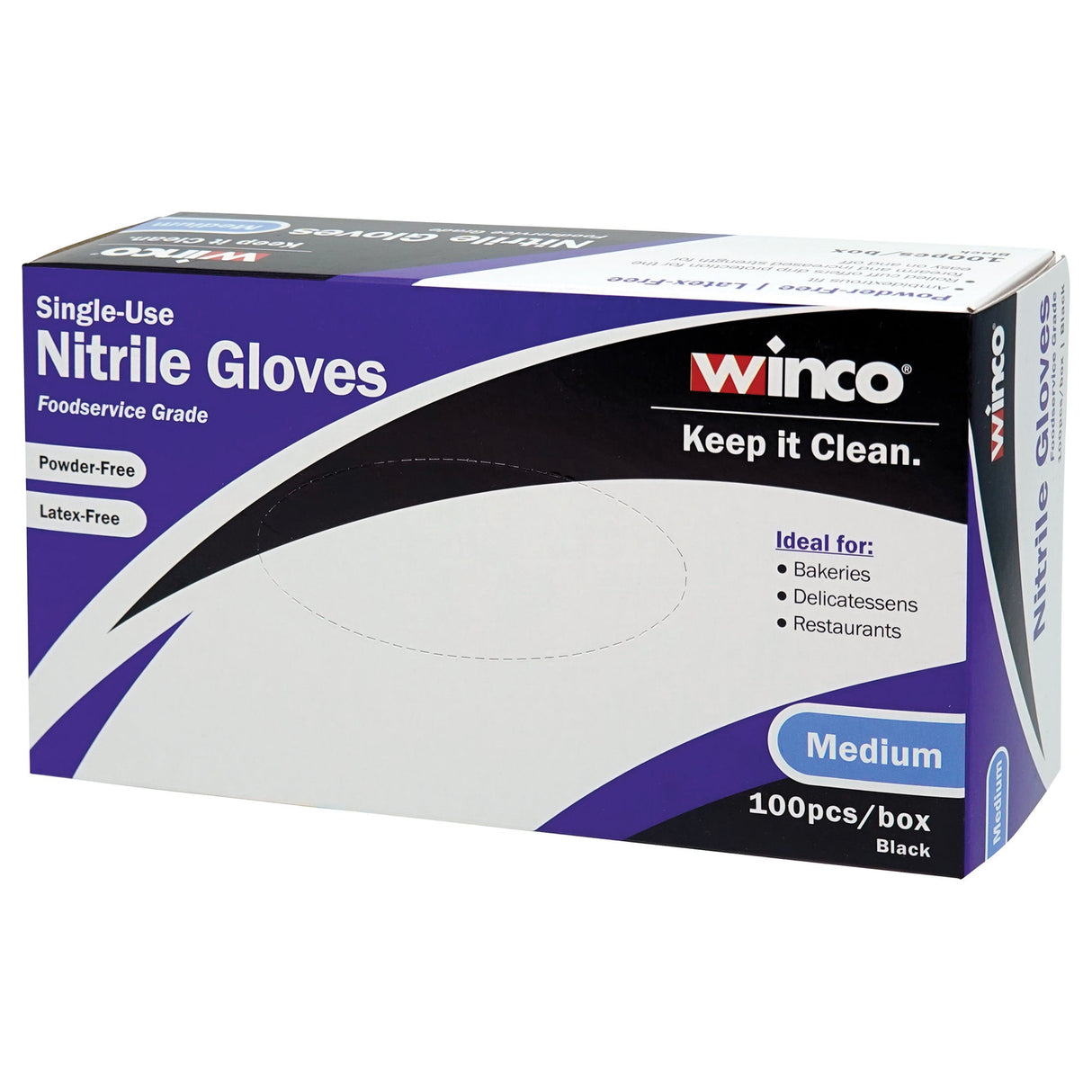 Disposable Gloves, Nitrile, M, Powder-Free, Black,3Mil,FDA Compliant,100pcs/box
