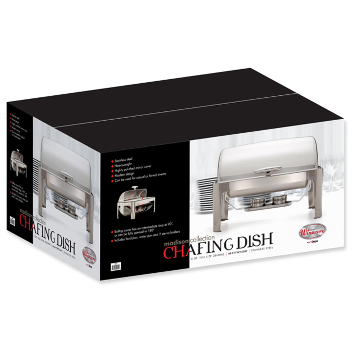 Madison Collection 8 Quart Full-Size Roll-Top Chafer, Heavyweight