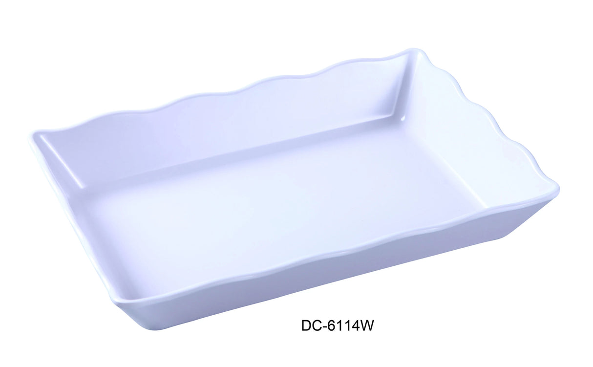 Yanco Deli Collection 14" X 9 1/2" X 2" Scallop Edged Display Tray White