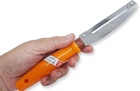 WitnyStore Kitchen Tool 8½" Long Orange Plastic Handle Stainless Steel Peeler - Thai Cooking Utensils Multipurpose Portable Hand-Held Cookery Equipments for Preparing Food Fruit Vegetable