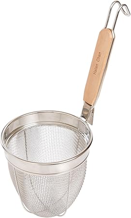 Asian Kitchen Spider Strainer, 6-Inch Stainless Steel Mesh Strainer Basket with 7.5-Inch Bamboo Handle