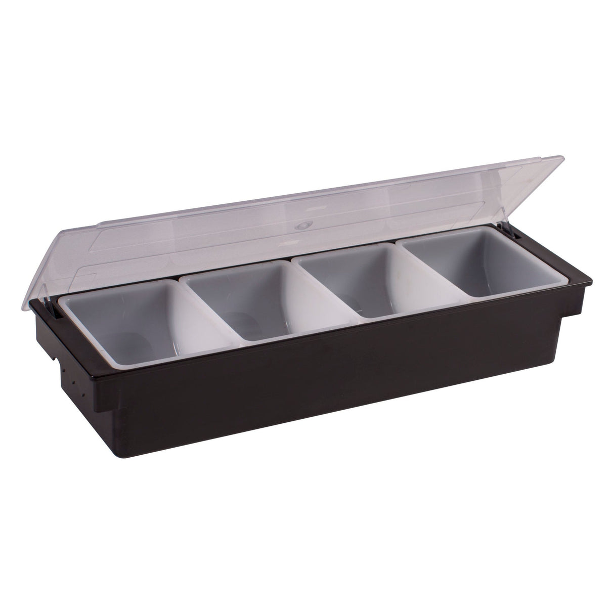 Condiment Holder, 4 Compartment, Black Plastic Base