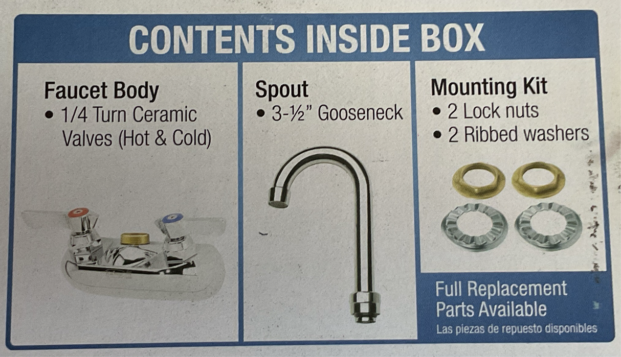 Krowne 4” Center Walk Mount Faucet With 3.5” Goose Neck Spout