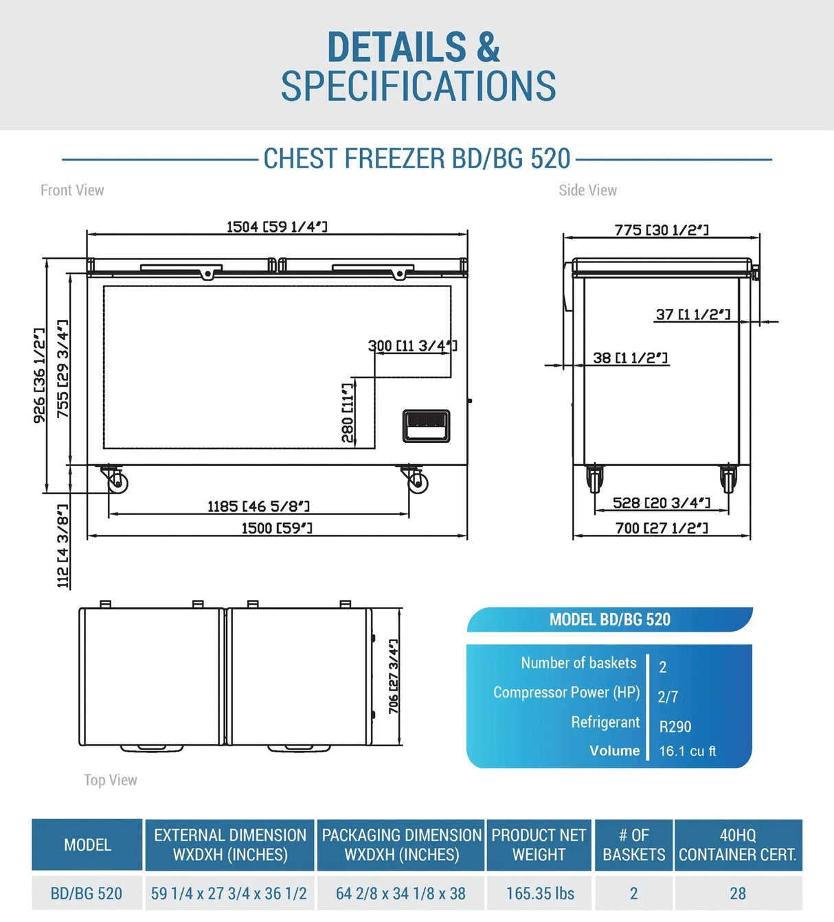 Dukers BD/BG-520 Commercial Chest Freezer (Free Shipping)+(Add to cart for discount)