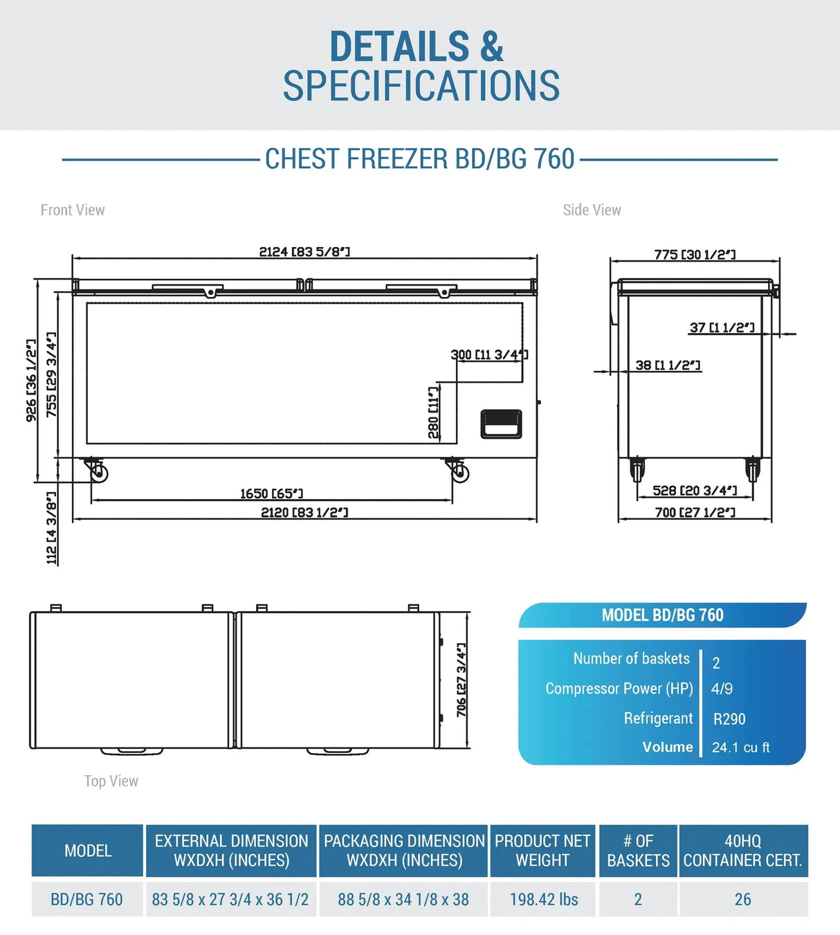 Dukers BD/BG-760 Commercial Chest Freezer (Free Shipping)+(Add to cart for discount)
