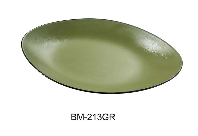 Yanco BIRMINGHAM - GREEN 13 1/2" X 8 5/8" X 1 1/4" DEEP OVAL PLATE