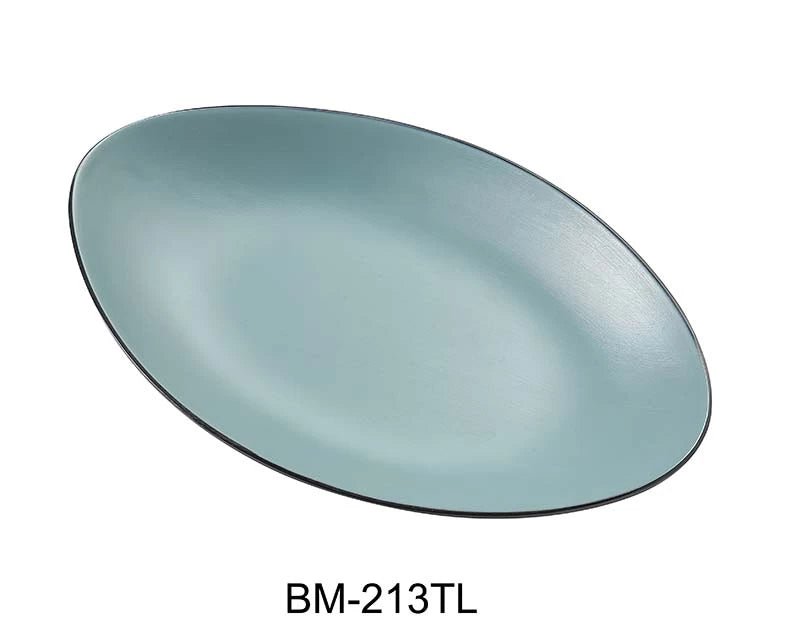 Yanco BIRMINGHAM - TEAL 13 1/2" X 8 5/8" X 1 1/4" DEEP OVAL PLATE