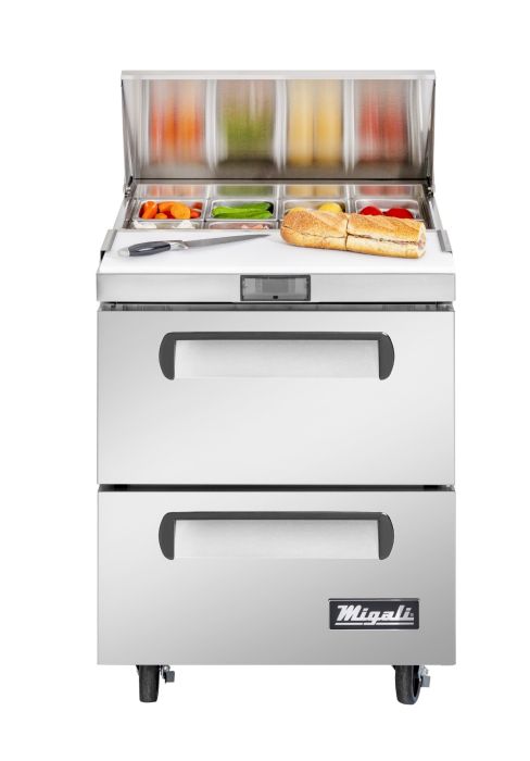Migali C-SP27-8-D-HC 27″ – 8 Pans, Sandwich Prep Table with Drawers