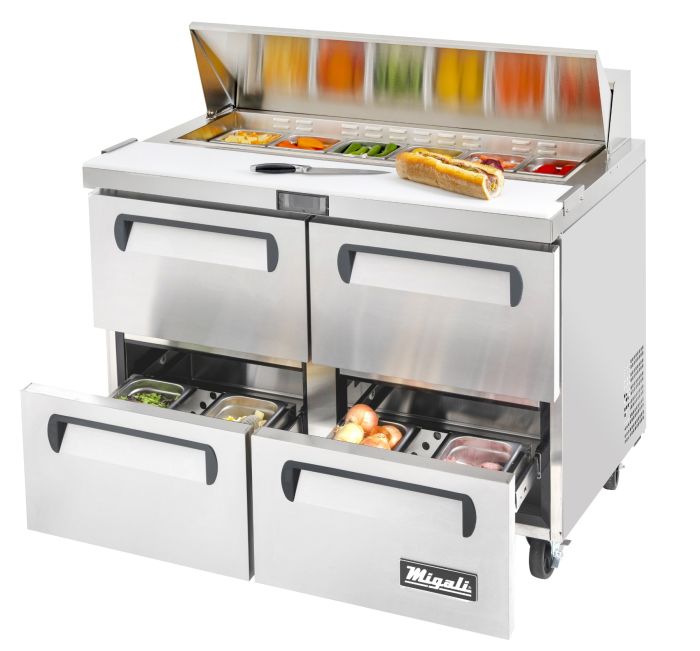 Migali C-SP48-12-D-HC 48″ – 12 Pans, Sandwich Prep Table with Drawers