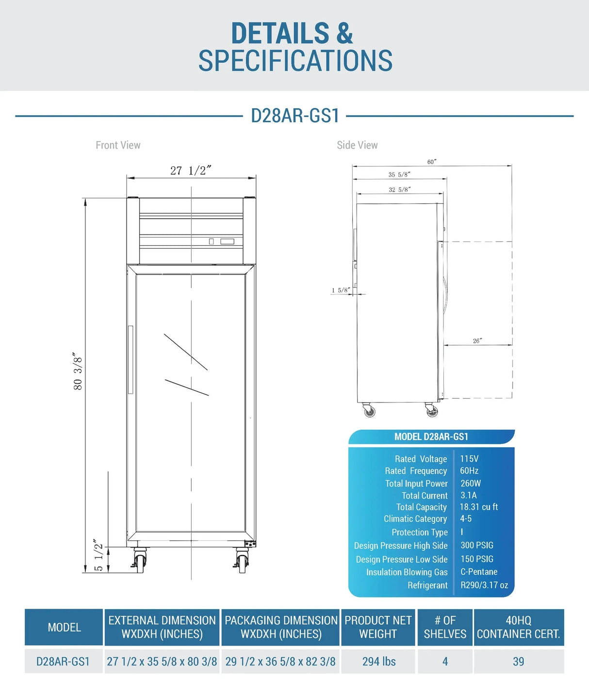 Dukers D28AR-GS1 Top Mount Single Glass Door Commercial Reach-in Refrigerator (Free Shipping) (Add to cart for discount)