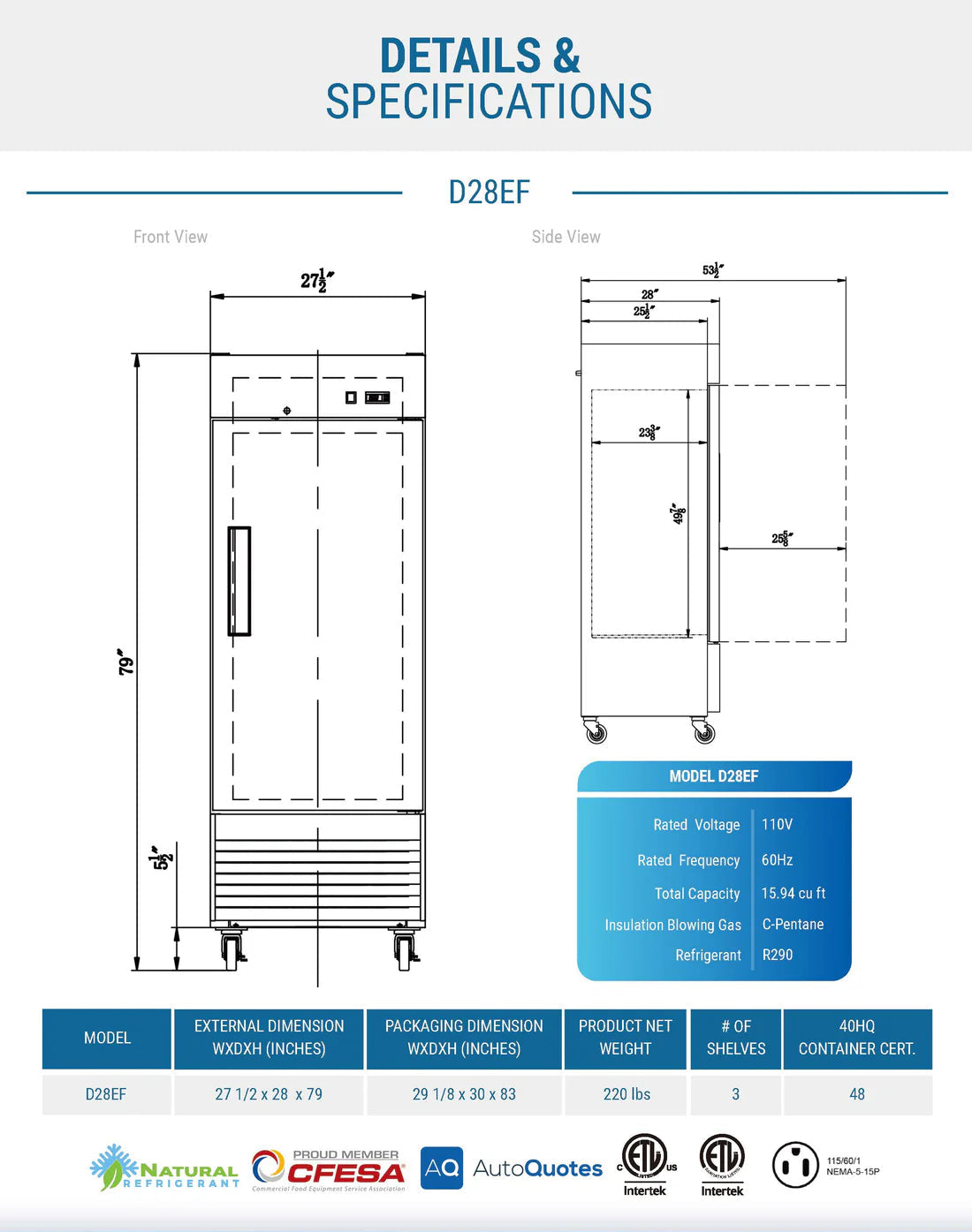 Dukers D28EF Compact Single Door Commercial Freezer in Stainless Steel (Free Shipping) (Add to cart for discount)