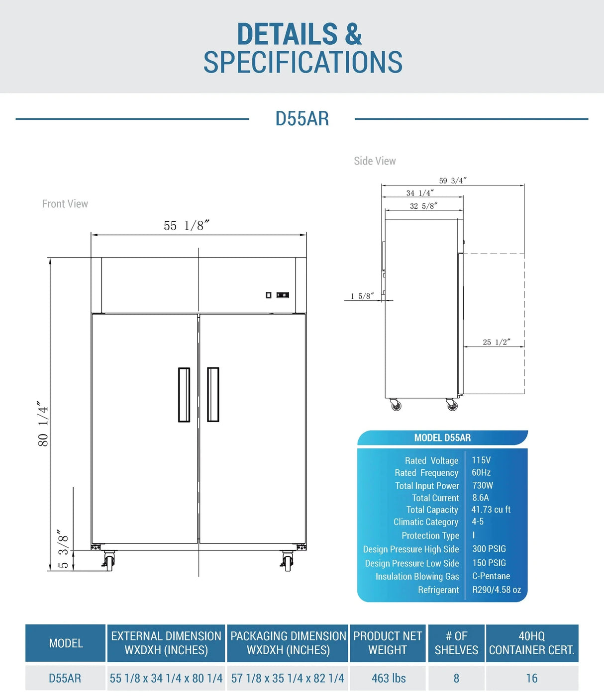 Dukers D55AR Commercial 2-Door Top Mount Refrigerator in Stainless Steel (Free Shipping) (Add to cart for discount)