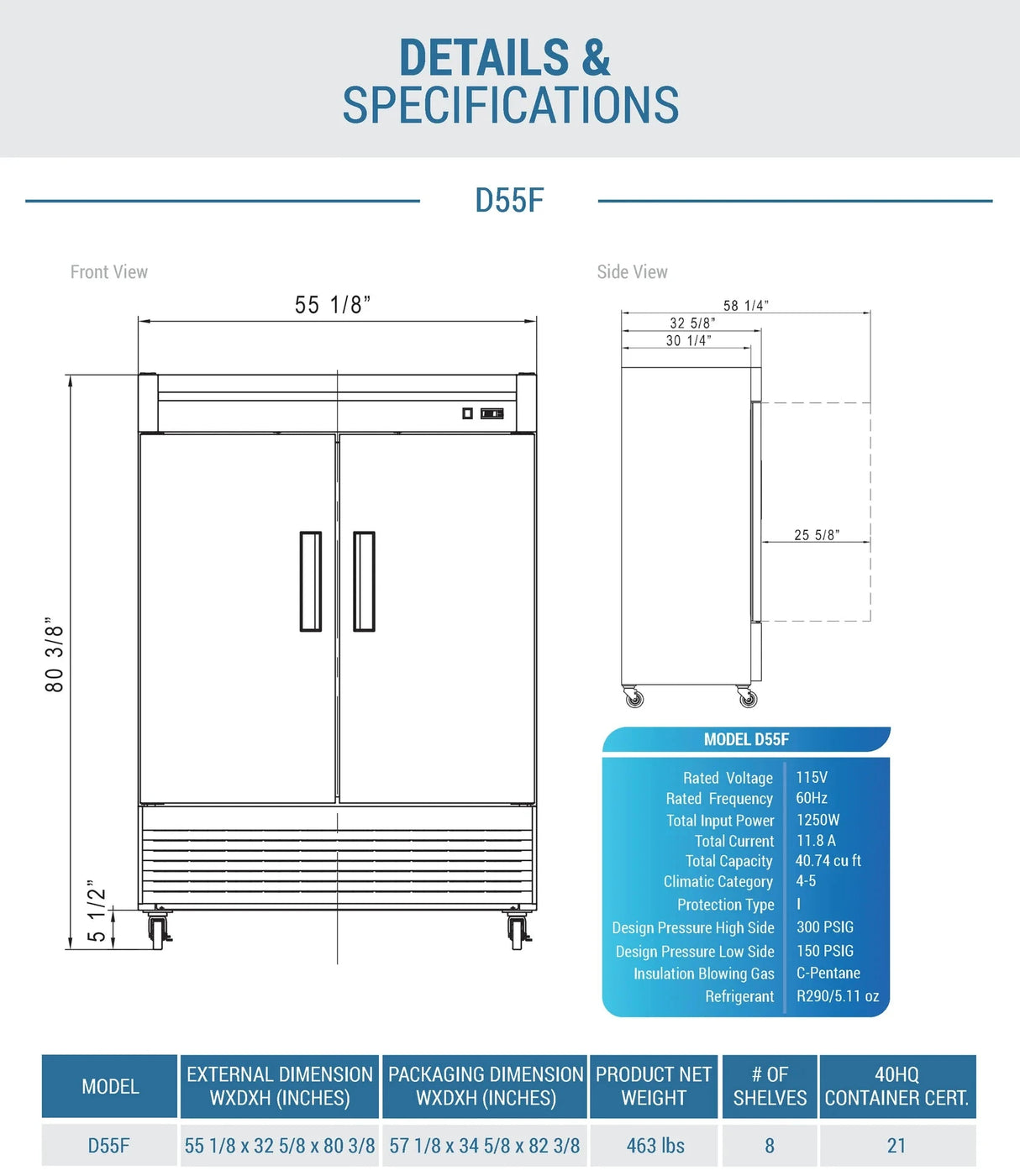 Dukers D55F 2-Door Commercial Freezer in Stainless Steel (Free Shipping) (Add to cart for discount)