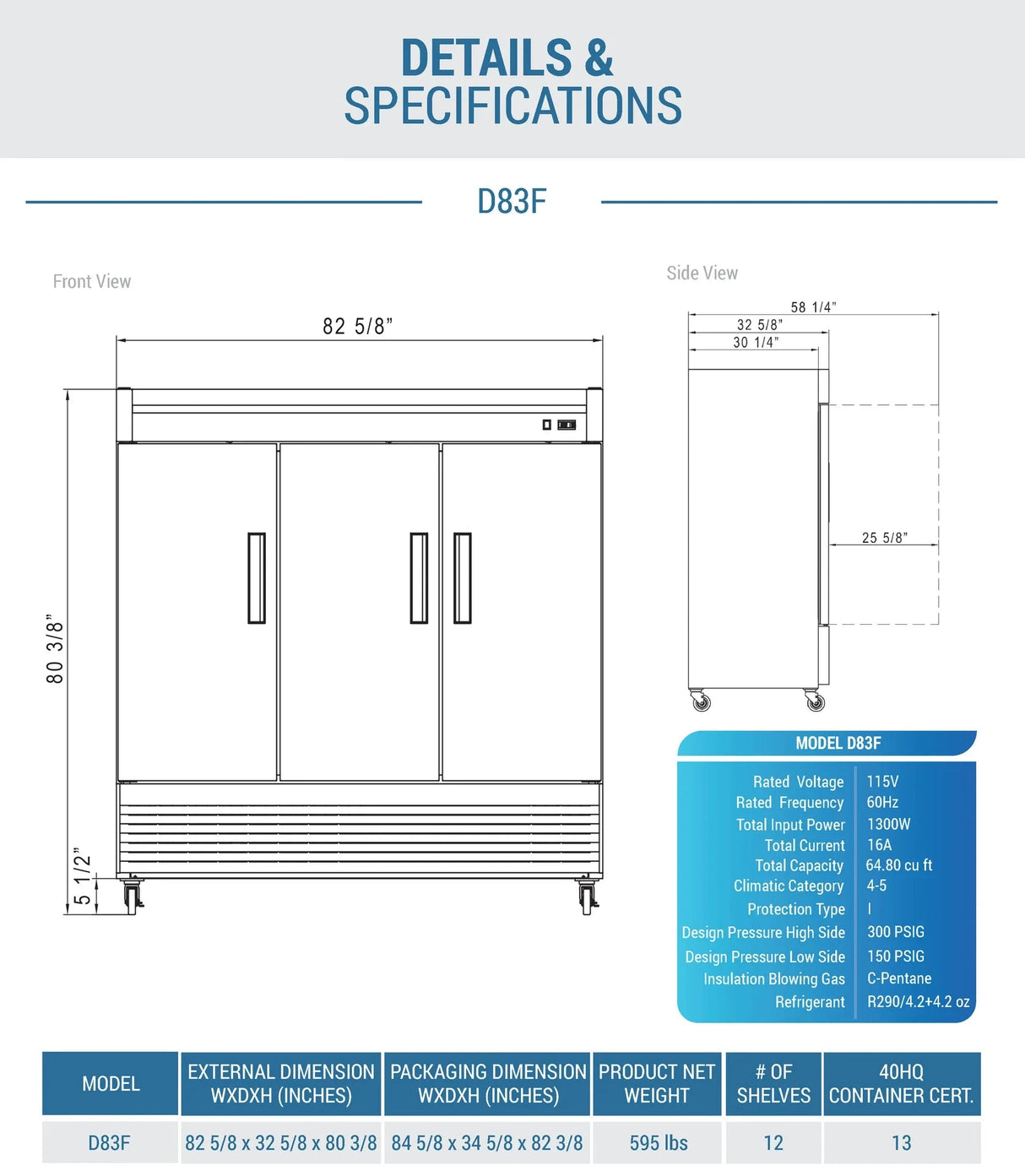 Dukers D83F 3-Door Commercial Freezer in Stainless Steel (Free Shipping) (Add to cart for discount)