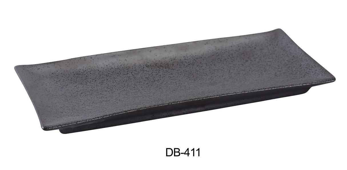 Yanco Diamond Black 10 1/2" X 4 3/8" X 1" Rectangular Plate 长方碟