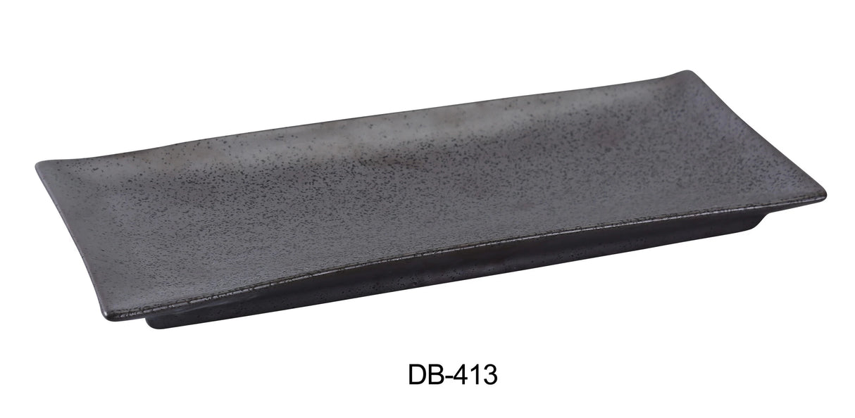 Yanco Diamond Black 12" X 5 1/4" X 1 1/4" Rectangular Plate 长方碟