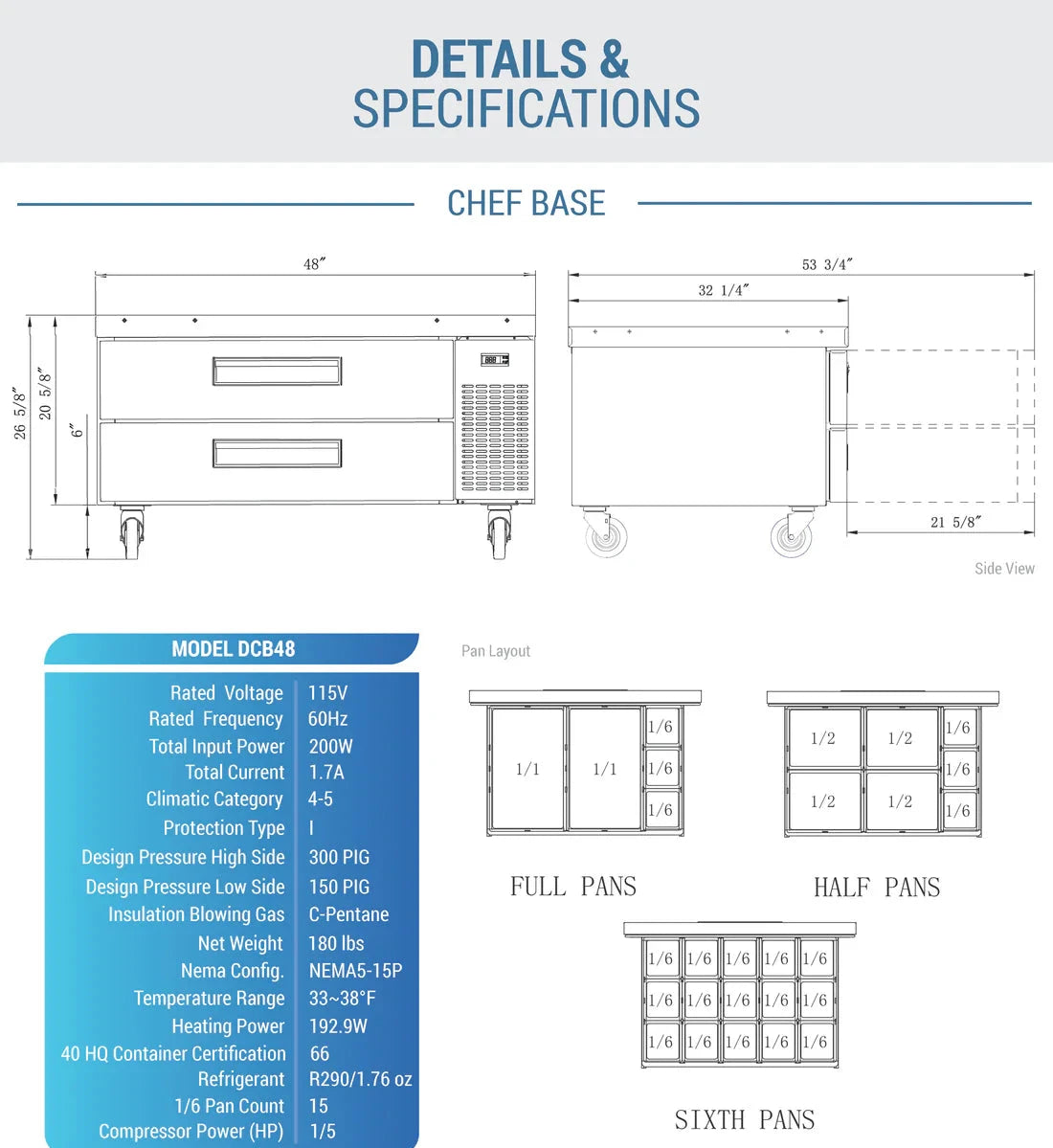 Dukers DCB48-D2 Chef Base Refrigerator with 2 Drawers (Free Shipping) (Add to cart for discount)