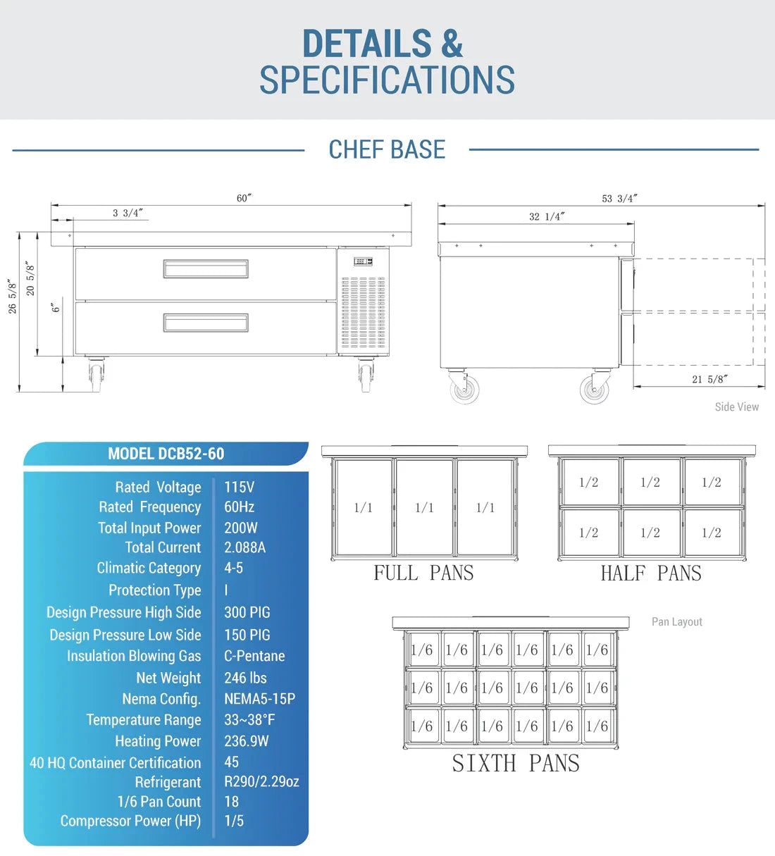 Dukers DCB52-60-D2 Chef Base Refrigerator with 2 Drawers (Free Shipping) (Add to cart for discount)