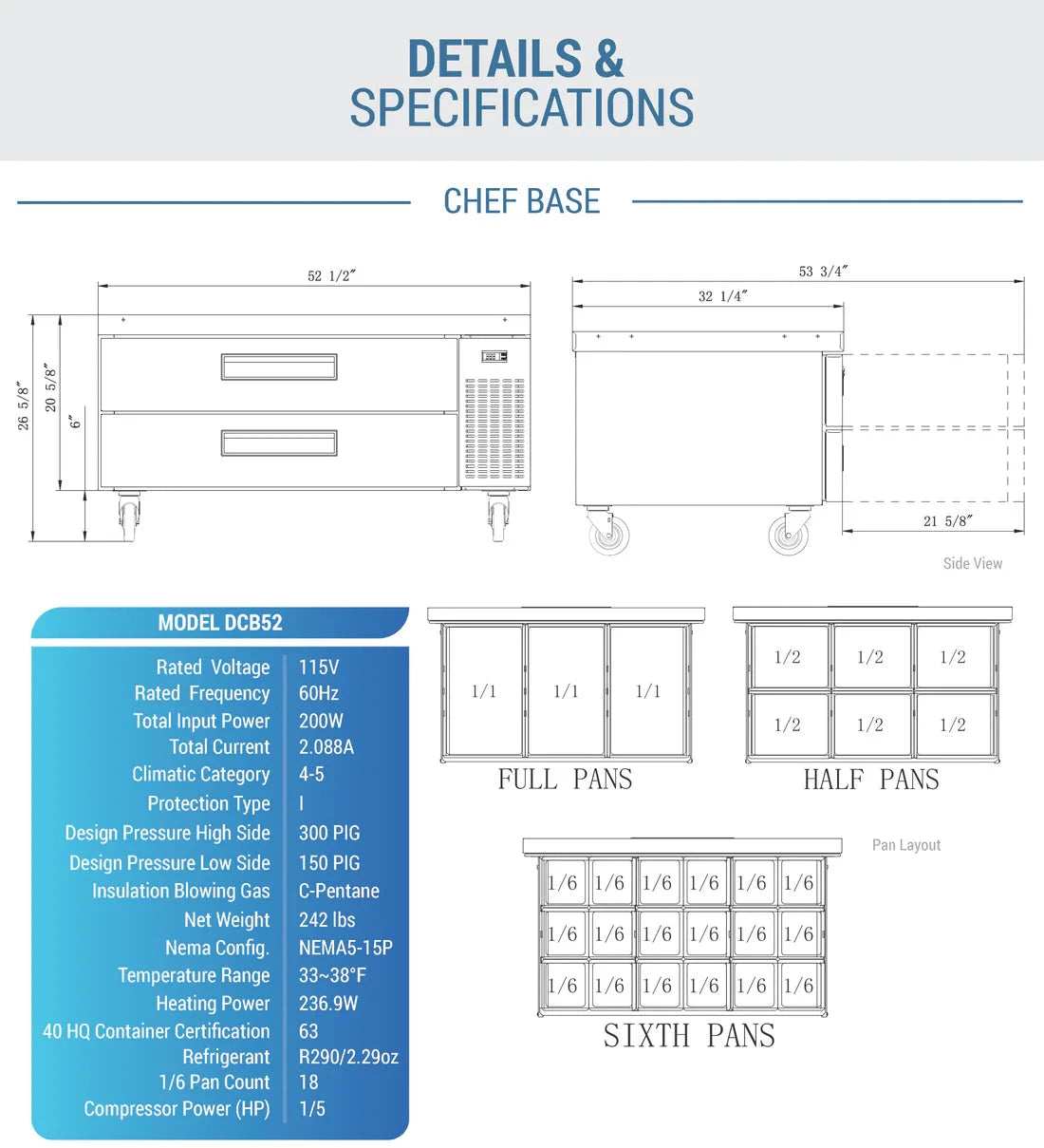 Dukers DCB52-D2 Chef Base Refrigerator with 2 Drawers (Free Shipping) (Add to cart for discount)