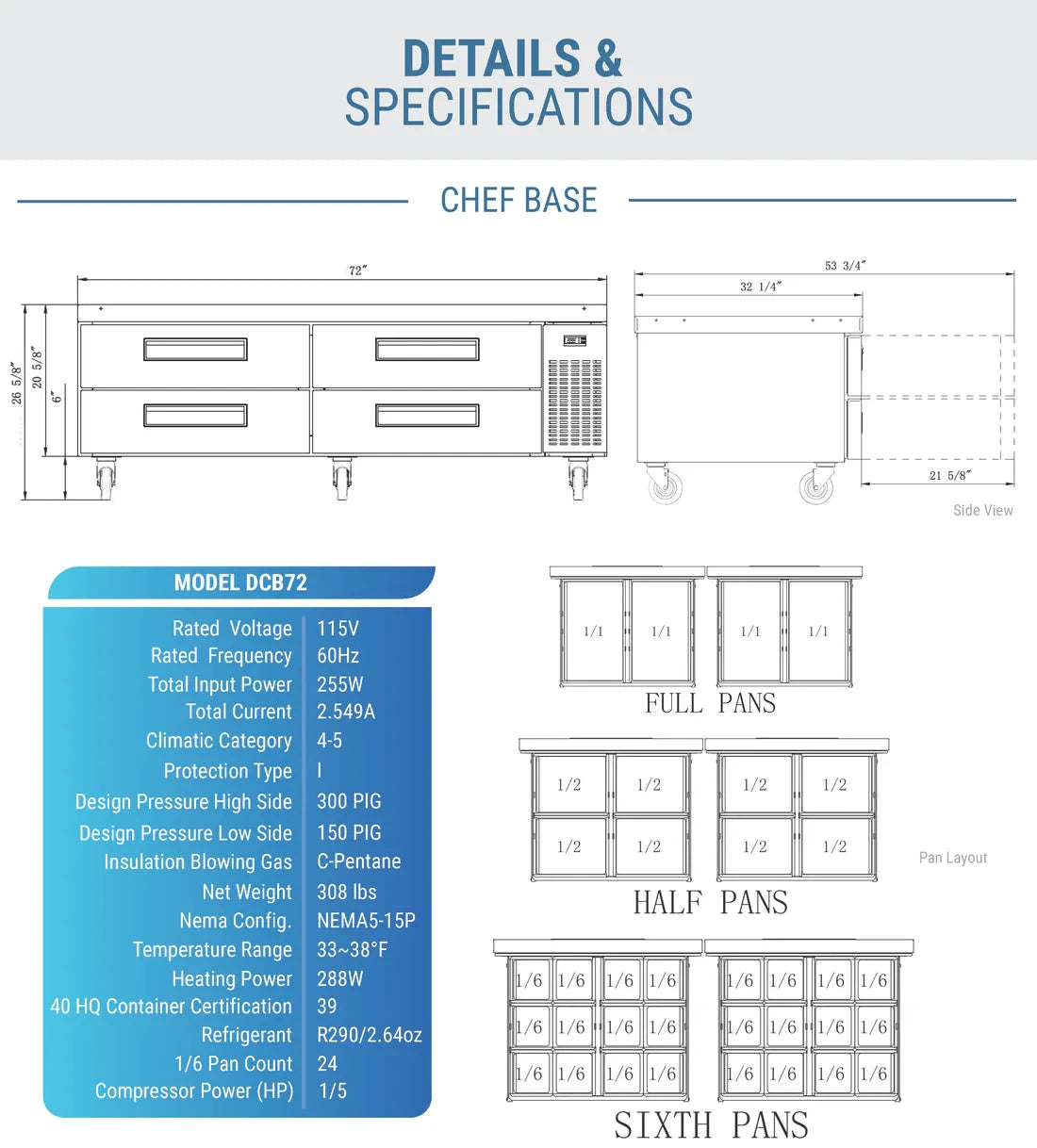 Dukers DCB72-D4 Chef Base Refrigerator with 4 Drawers (Free Shipping) (Add to cart for discount)