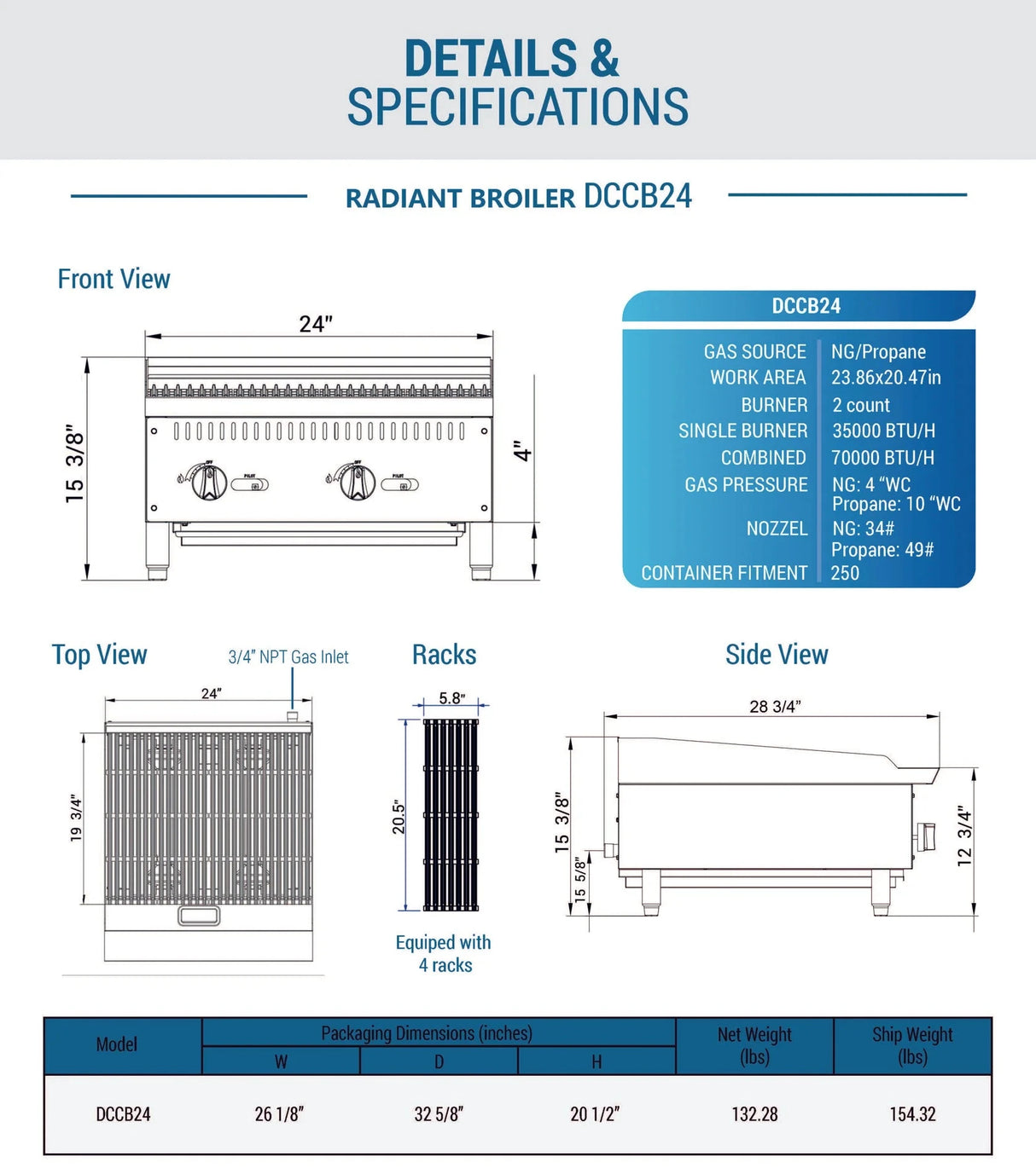 Dukers  DCCB24 24 in. W Countertop Radiant Boiler (Free Shipping) (Add to cart for discount)