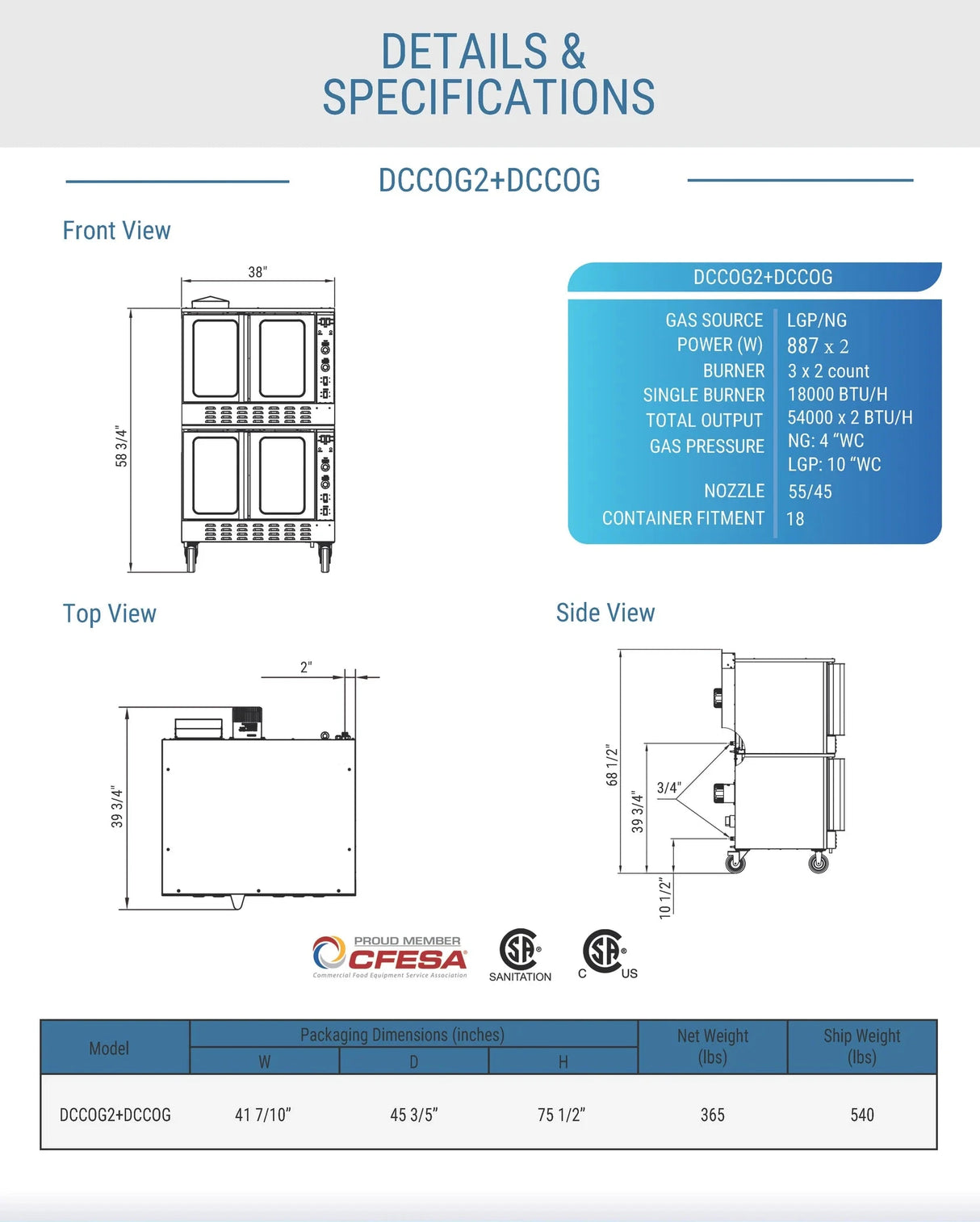 Dukers  DCCOG2 Double Convection Oven (Free Shipping) (Add to cart for discount)