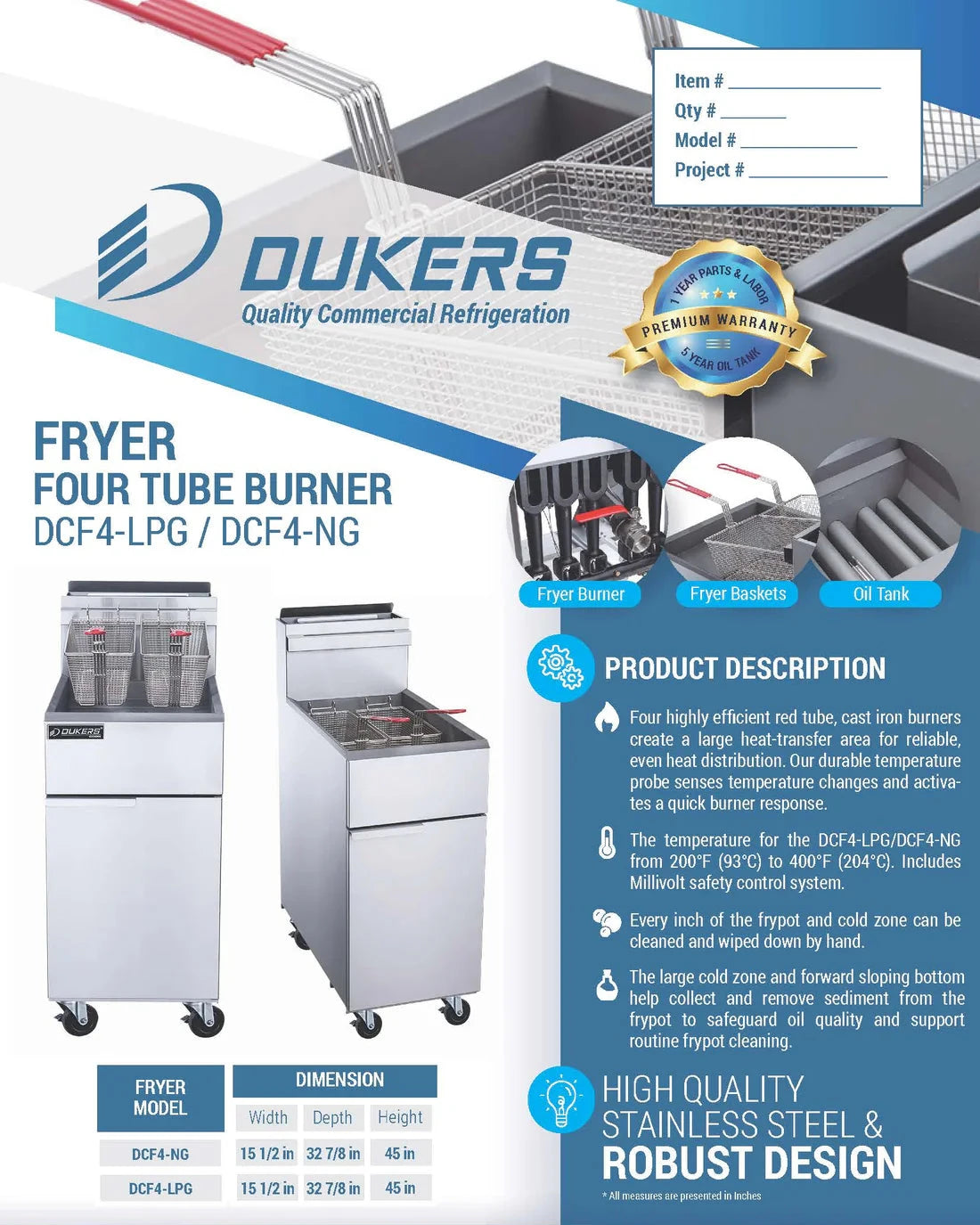 Dukers  DCF4-NG Natural Gas Fryer with 4 Tube Burners (Free Shipping)+(Add to cart for discount)