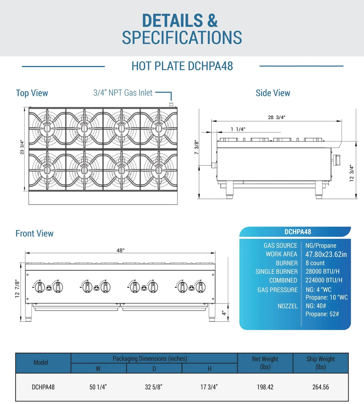 Dukers  DCHPA48 Hot Plate with 8 Burners (Free Shipping) (Add to cart for discount)