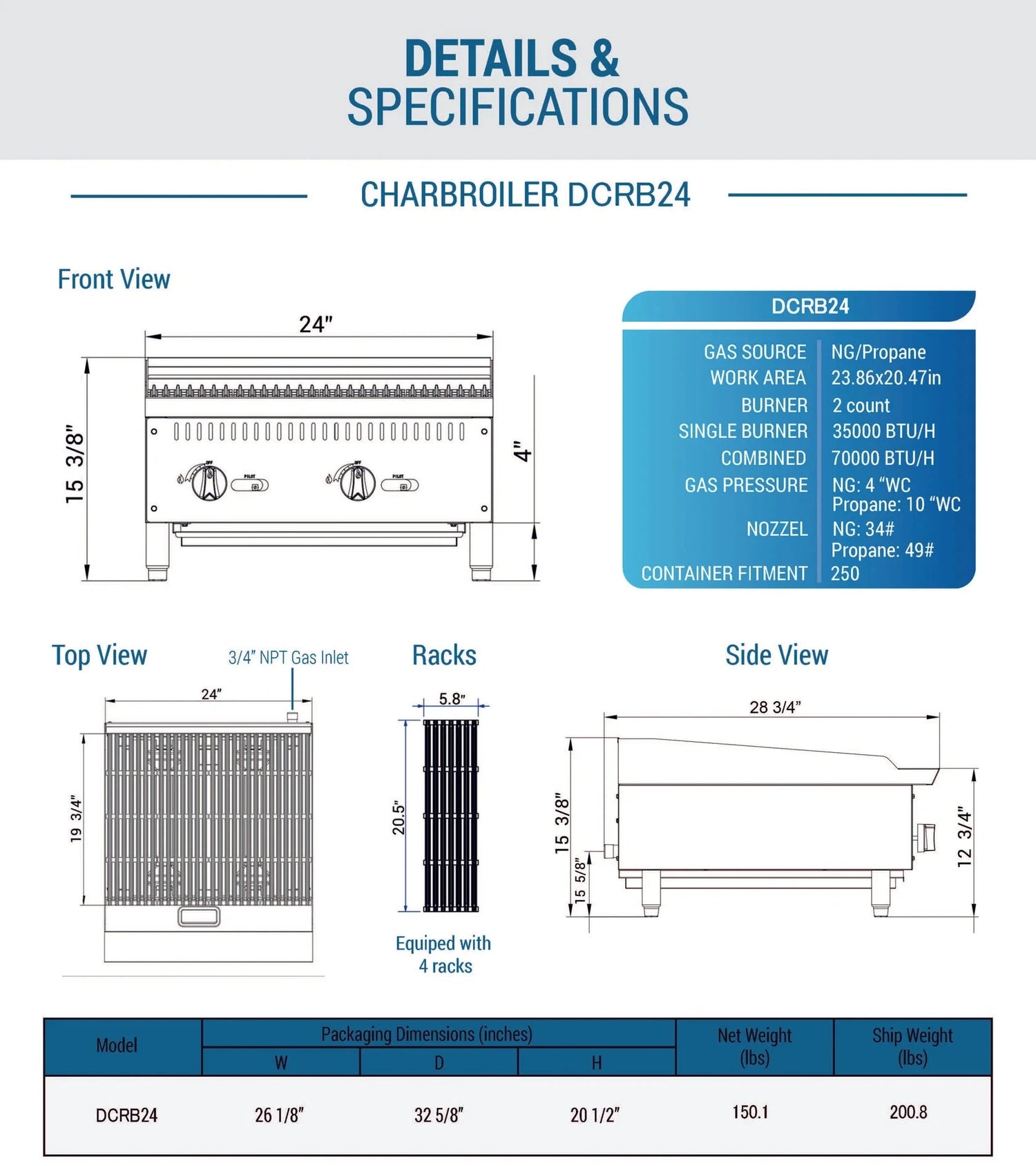 Dukers  DCRB24 24 in. W Countertop Charbroiler (Free Shipping) (Add to cart for discount)