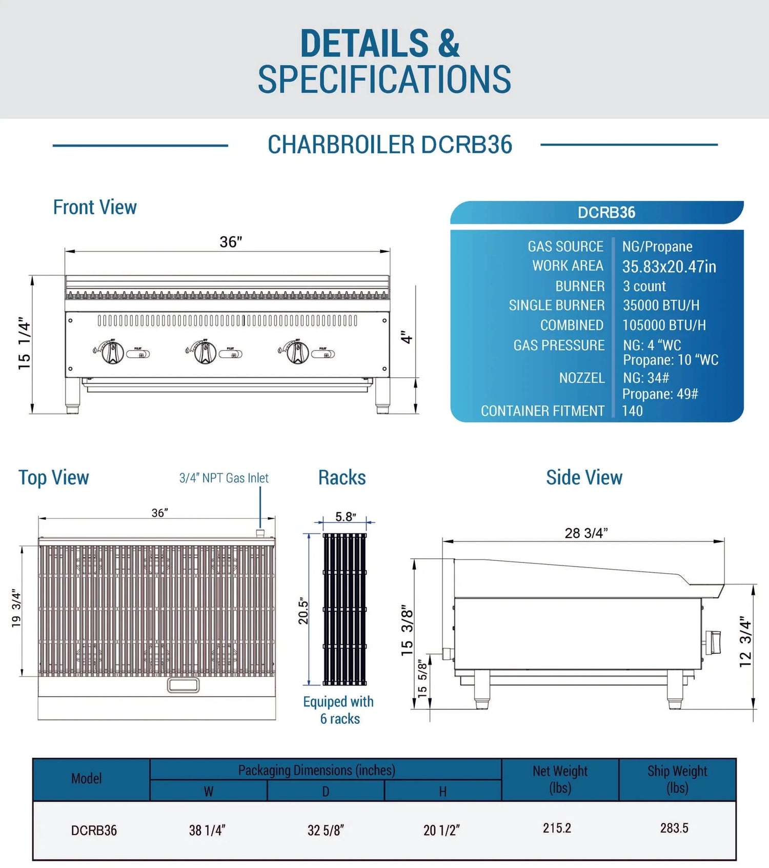 Dukers  DCRB36 36 in. W Countertop Charbroiler (Free Shipping) (Add to cart for discount)