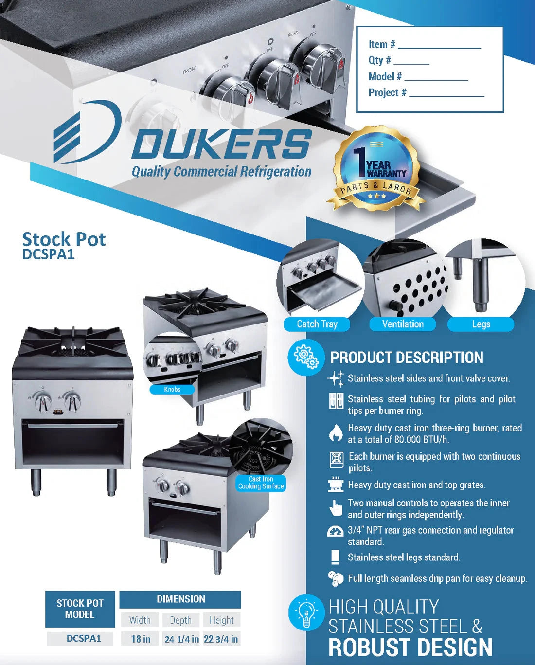 Dukers  DCSPA1 Stock Pot Range (Free Shipping) (Add to cart for discount)