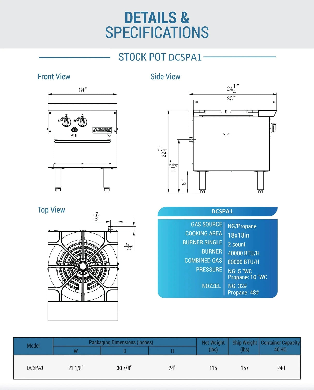 Dukers  DCSPA1 Stock Pot Range (Free Shipping) (Add to cart for discount)