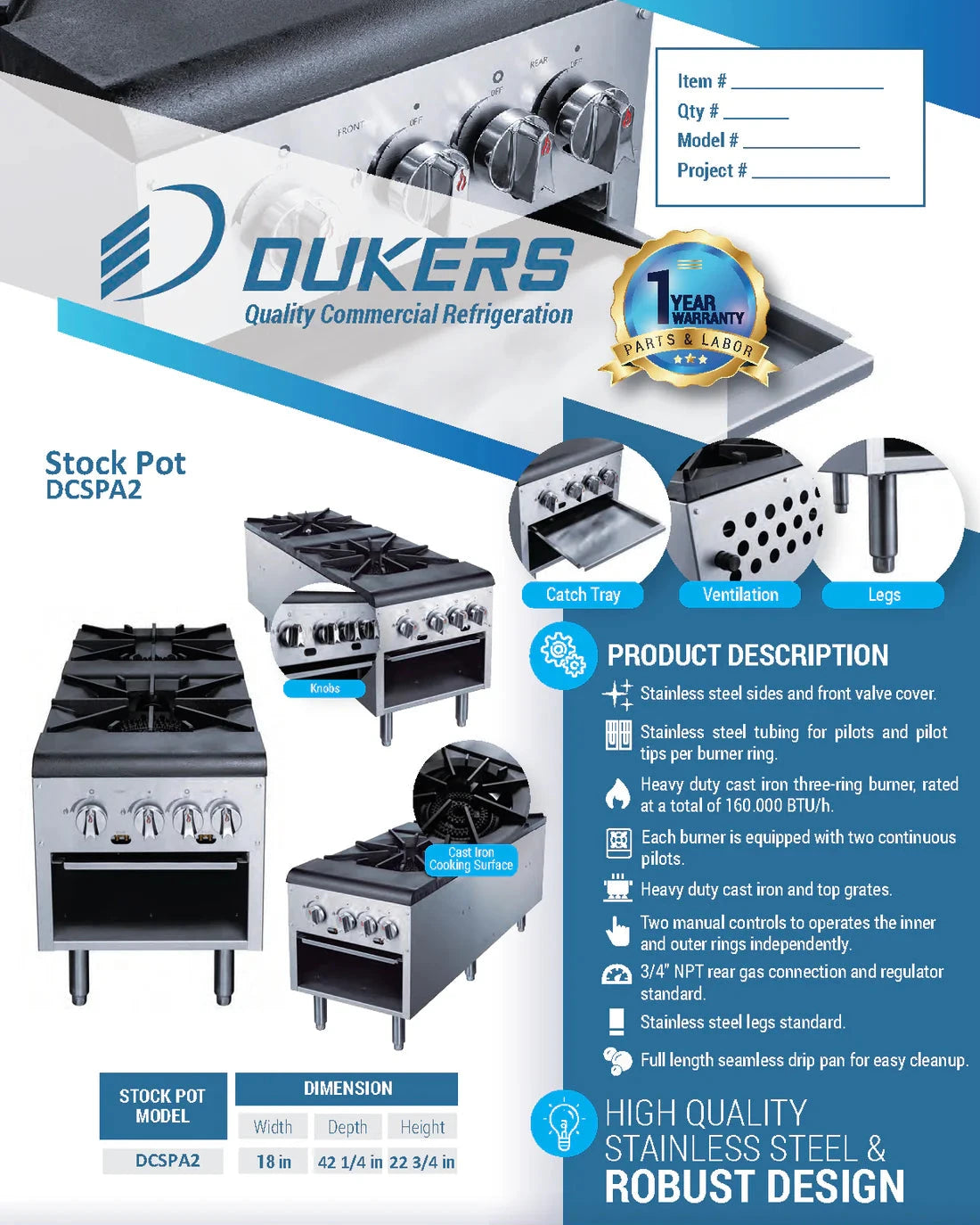 Dukers  DCSPA2 Stock Pot Range (Free Shipping) (Add to cart for discount)