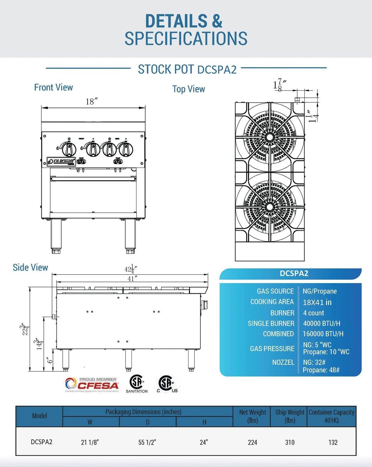 Dukers  DCSPA2 Stock Pot Range (Free Shipping) (Add to cart for discount)
