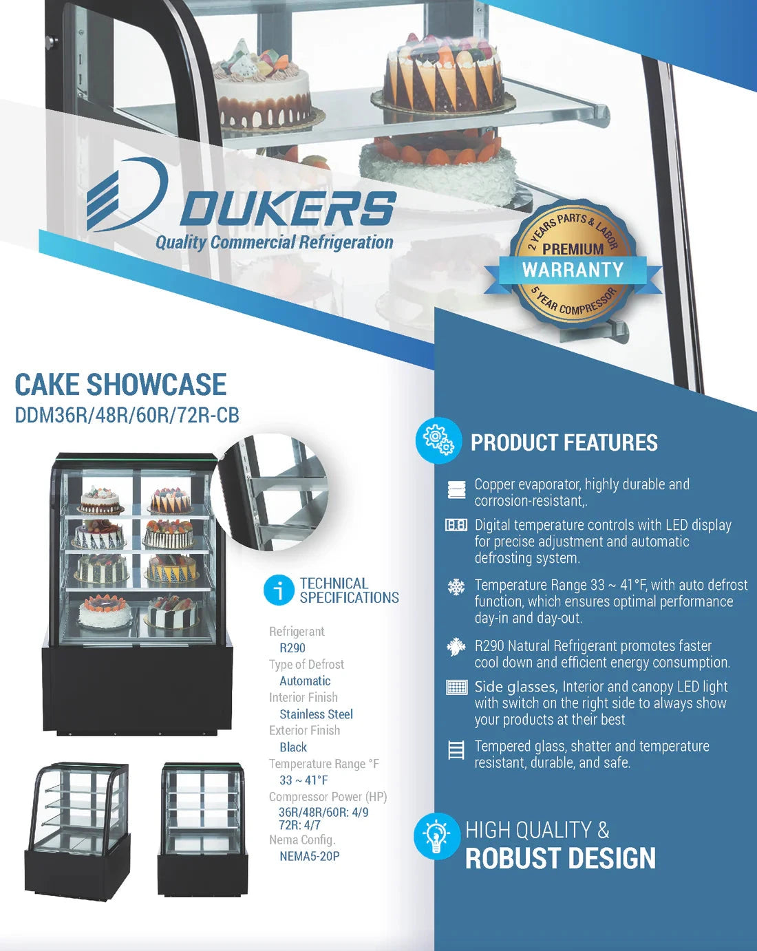 Dukers DDM36R-CB Curved Glass 36" Cake Showcase (Free Shipping)+(Add to cart for discount)