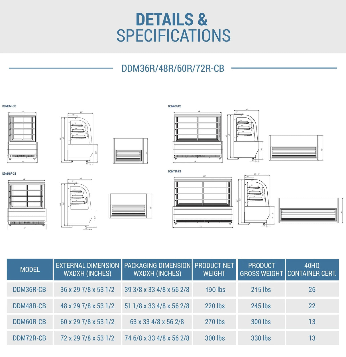 Dukers DDM48R-CB Curved Glass 48" Cake Showcase (Free Shipping)+(Add to cart for discount)