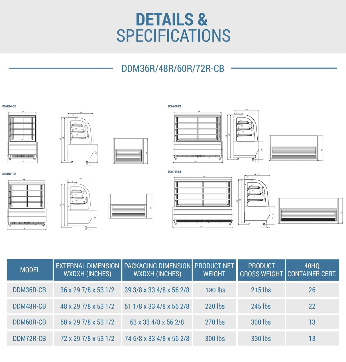 Dukers DDM60R-CB Curved Glass 60" Cake Showcase (Free Shipping)+(Add to cart for discount)