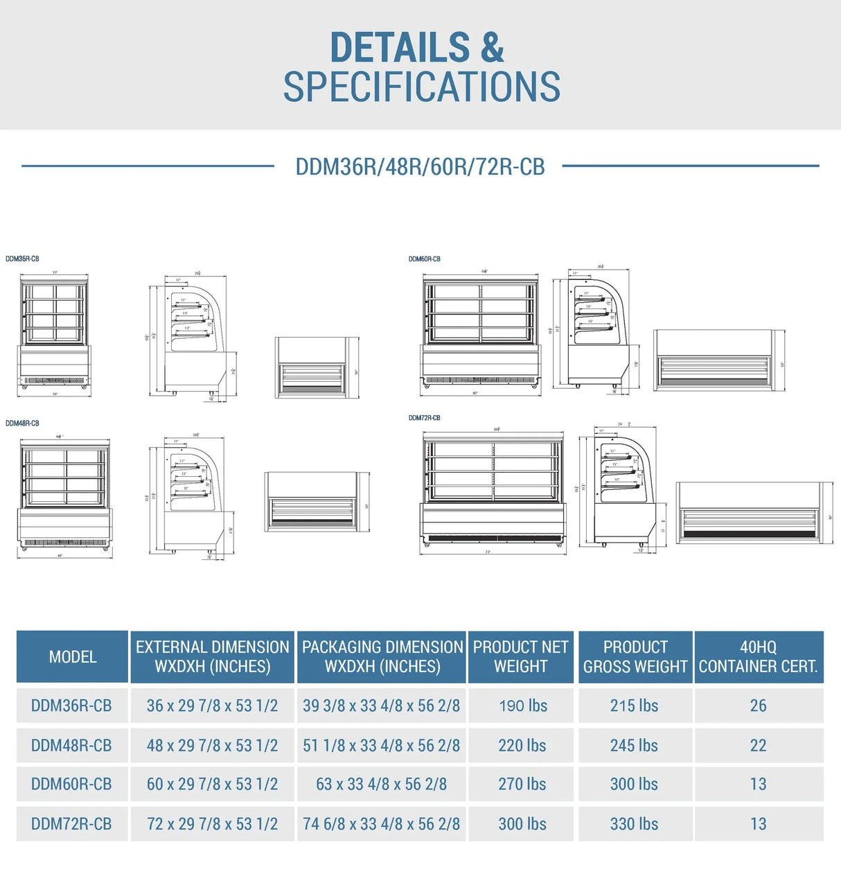 Dukers DDM72R-CB Curved Glass 72" Cake Showcase (Free Shipping)+(Add to cart for discount)