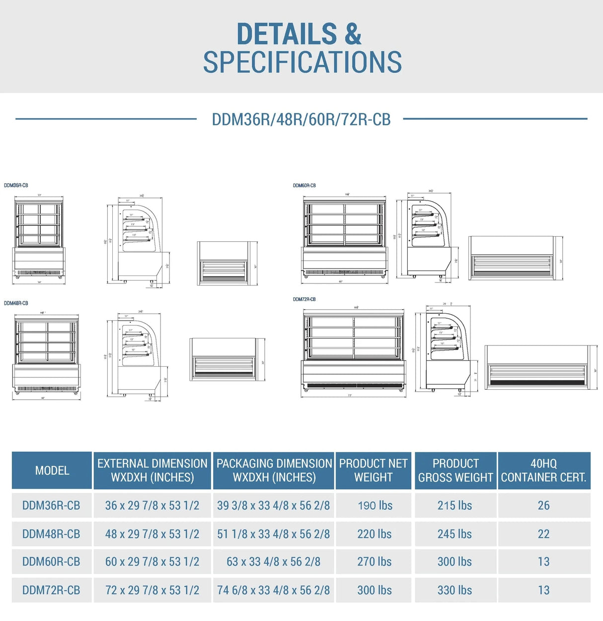 Dukers DDM36R-CB Curved Glass 36" Cake Showcase (Free Shipping)+(Add to cart for discount)