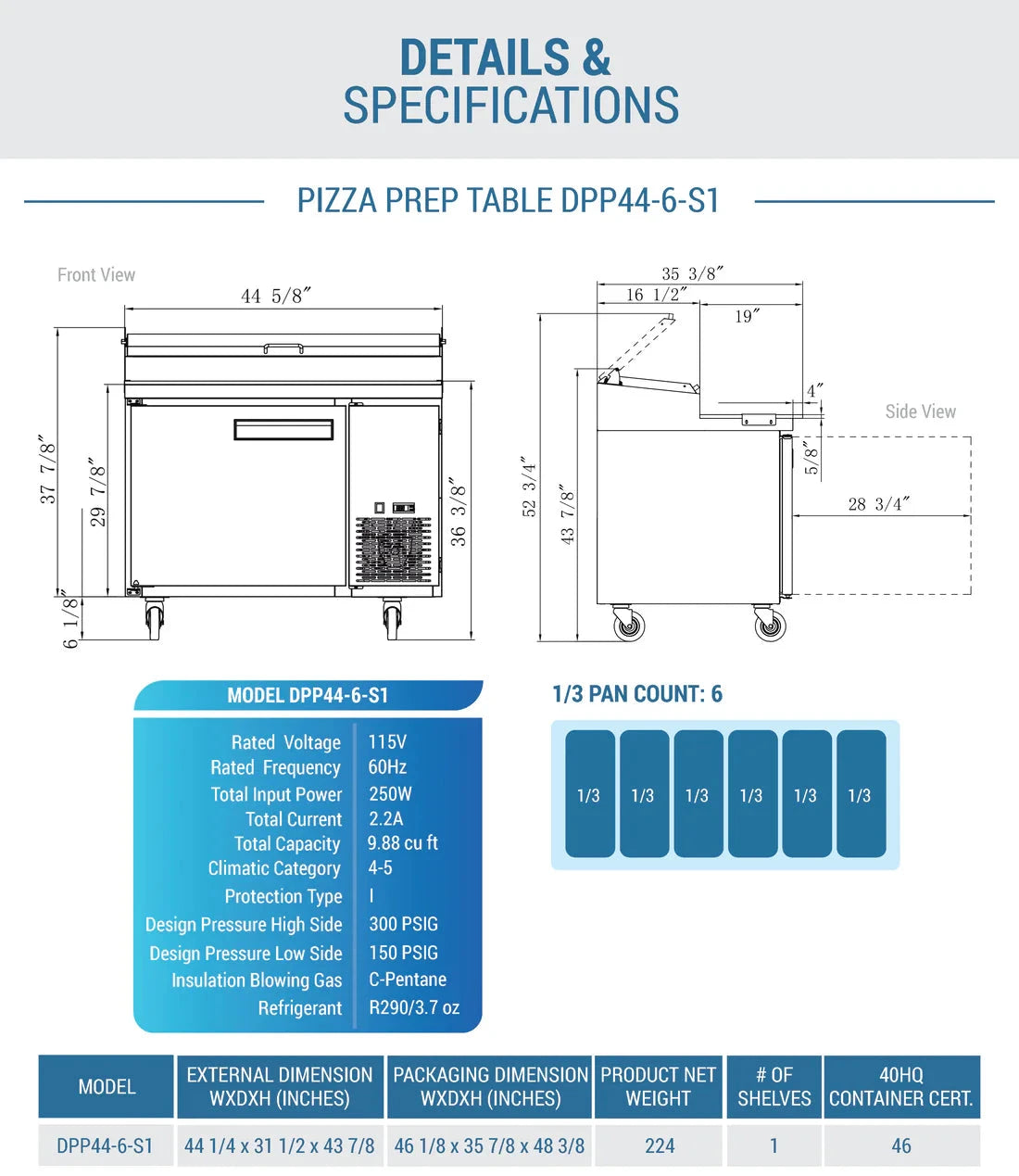 Dukers DPP44-6-S1 Commercial Single Door Pizza Prep Table Refrigerator (Free Shipping) (Add to cart for discount)