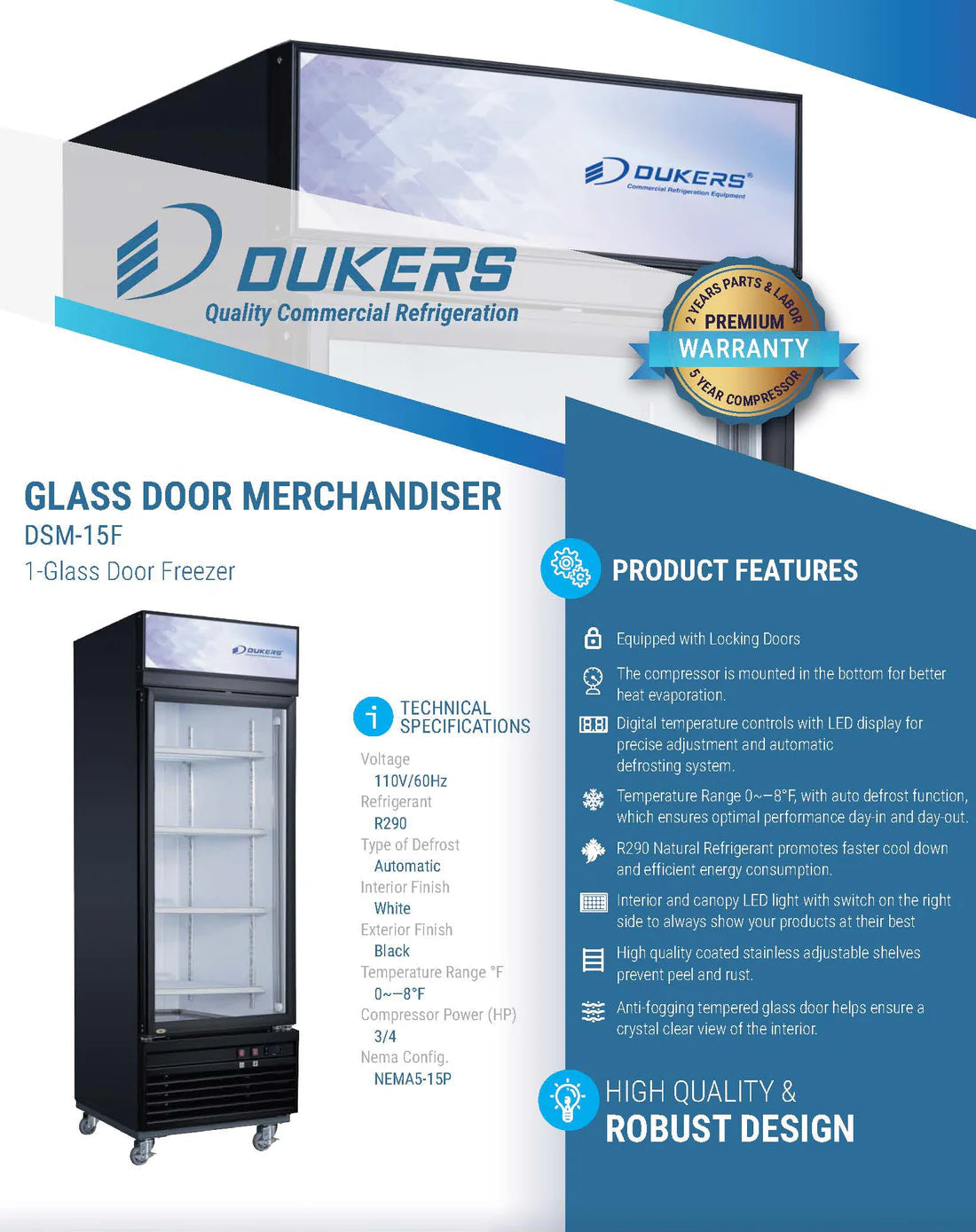 Dukers DSM-15F Commercial Single Glass Swing Door Merchandiser Freezer (Free Shipping) (Add to cart for discount)