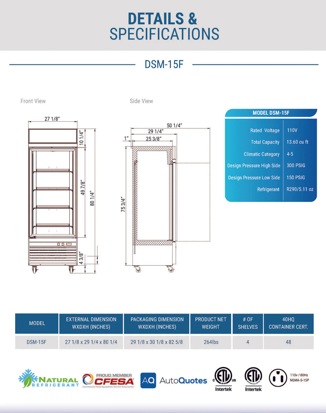 Dukers DSM-15F Commercial Single Glass Swing Door Merchandiser Freezer (Free Shipping) (Add to cart for discount)