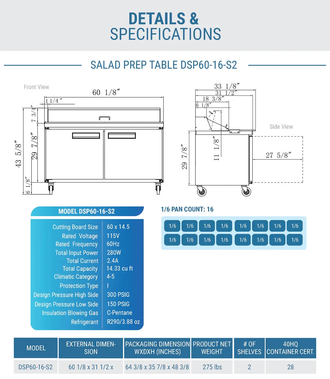 Dukers DSP60-16-S2 2-Door Commercial Food Prep Table Refrigerator in Stainless Steel (Free Shipping) (Add to cart for discount)