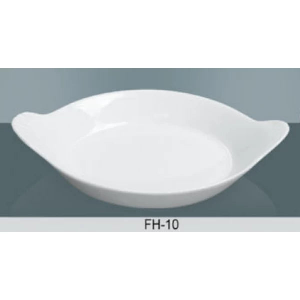 12 Pack Yanco FH-10 12 1/4" x 10" x 1 3/8" FRENCH HANDLED DISH