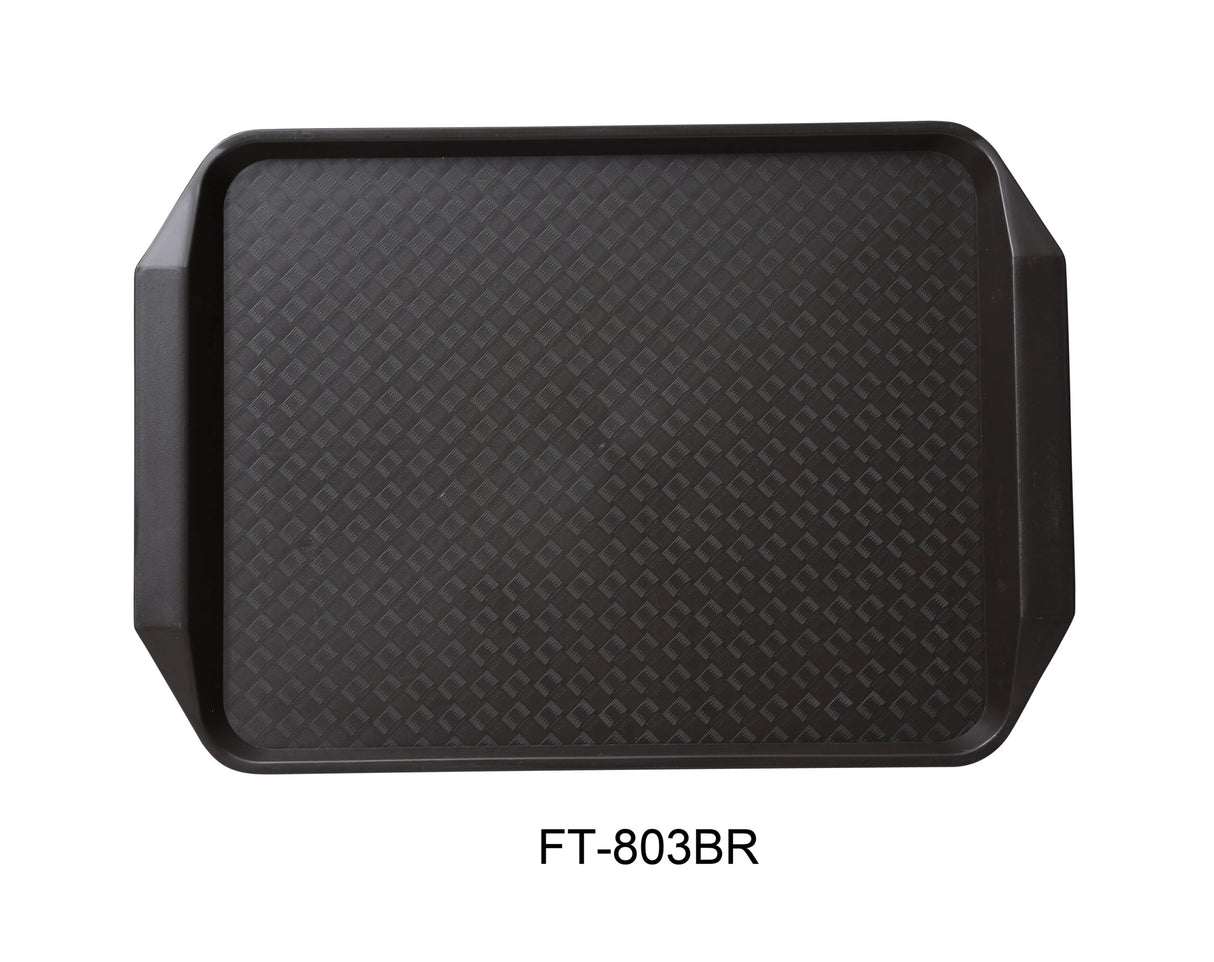 Yanco Serving Trays 17" x 12" Fast Food with Handle, Brown