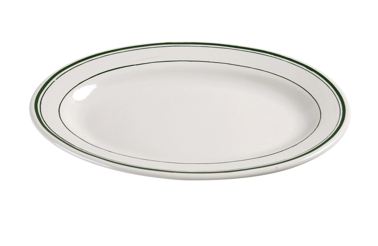 Yanco Green Band 9 3/8"X 6 1/2" Oval Platter 椭圆碟