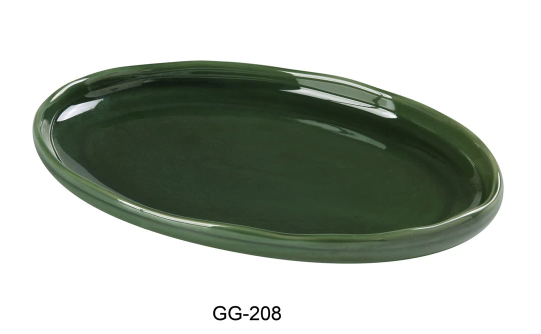 Yanco Green Gem 8 1/4" X 5 1/2" X 7/8" Oval Plate